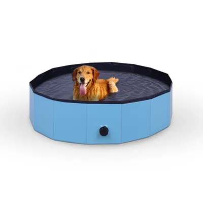 Produktbild von Hundepool Ø120x30 cm faltbar – rutschfest, mit Ablassventil, stabiler PVC Swimmingpool für Hunde & Bällebad