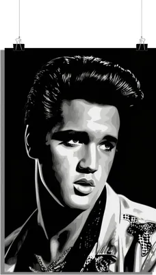 Produktbild von Elvis Presley Poster - Zwart Wit Poster - Musiklegende Poster - Musik Poster - 61x91cm - Perfekt zum Einrahmen