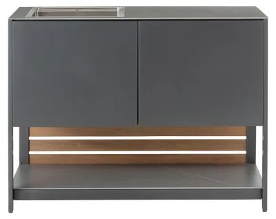 Produktbild von Dehner Outdoor-Küche Loop Spülschrank, Spüle mit Arbeitsplatte aus Stein, 110 x 60 x 91.5 cm, Stahl, grau