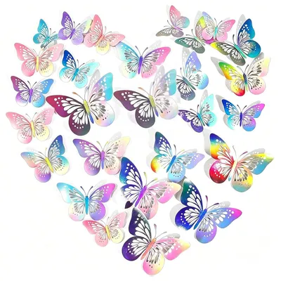 Produktbild von TRANKIELO® - 60 Stück 3D-Schmetterlings-Wandsticker – Selbstklebende Dekoration für Wohnzimmer und Schlafzimmer