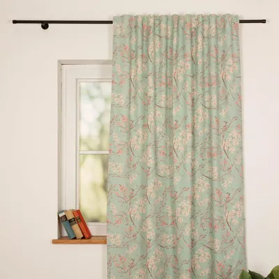 Produktbild von Vorhang Blütenzweige blau mit Smok-Schlaufenband 245x130cm (HxB)