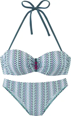 Produktbild von VIVANCE Bügel-Bandeau-Bikini blau bedruckt Größe 38 Cup B