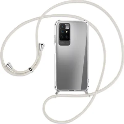 Produktbild von Handykette Backcover-Schutzhülle mit Band (Metall silberfarben) für Xiaomi Redmi 10 - broken white