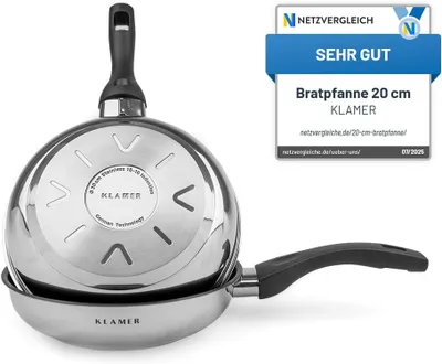 Produktbild von Induktionsbratpfanne 20 cm, Edelstahl, Antihaftbeschichtung, hoher Rand, für Küche