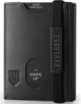 Image de Mini porte-monnaie avec protection RFID et poche monnaie | Porte-monnaie homme cuir noir