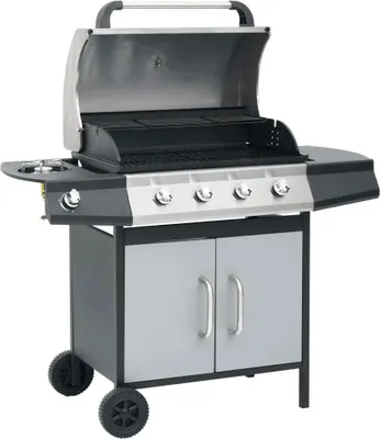Produktbild von Gasgrill 4+1 Flammen Schwarz und Silbern Stahl & Edelstahl