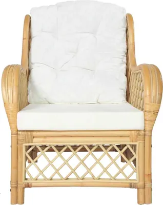 Produktbild von vidaXL Sessel mit Kissen Natürliches Rattan und Leinen