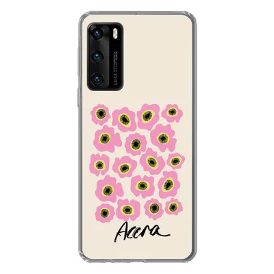 Produktbild von MuchoWow® Handyhülle Schutzhülle Hülle für Huawei P40 Blumen - Rosa - Ghana Silikon Softcase Handy Hülle - Handytasche