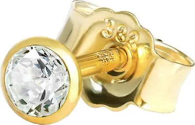 Produktbild von Einzel Kleine Ohrstecker 3,0mm Gelbgold 333 8 Karat Gold Ohrring Zirkona Weiß