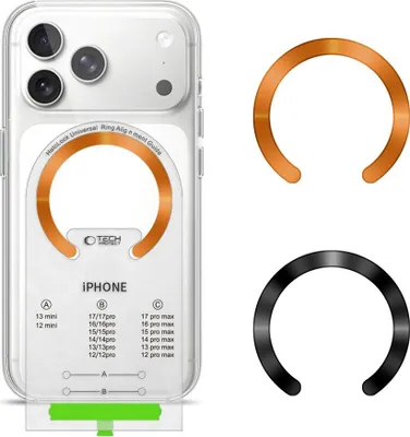 Immagine prodotto di Dischi magnetici Tech-Protect MMP-210 Anello magnetico MagSafe per custodie senza Magsafe, nero/arancione