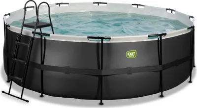 Produktbild von EXIT Black Leather Rahmenpool ø427, Aufstellpool, mit Filterpumpe, Rund, Schwarz