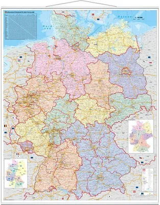 Produktbild von Orga-Karte Deutschland. Wandkarte Großformat mit Metallstäben