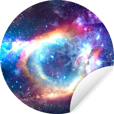 Produktbild von MuchoWow® Runde Wandtattoo - Wandsticker Tapete Aufkleber Weltraum - Regenbogen - Farben Ø 100 cm Selbstklebend und Repositionierbar - Wandaufkleber - Kreis - Tapetenkreis - Wandbild rund - Schlafzimmerdekoration - Wanddeko - runde Tapete - Kunst für zu Hause