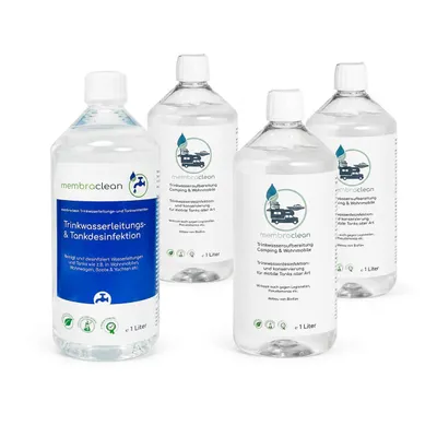 Produktbild von 4x 1 Liter membraclean Kombi-Set für die Trinkwasseraufbereitung im Wohnmobil