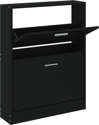 Obrázek produktu pro vidaXL Botník černý 59x17x81 cm Dřevěný materiál