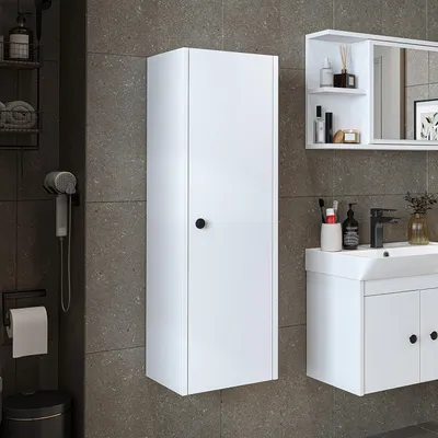 Image de Meuble de salle de bain Roomart ADA, armoire latérale de 35 cm de large, blanc