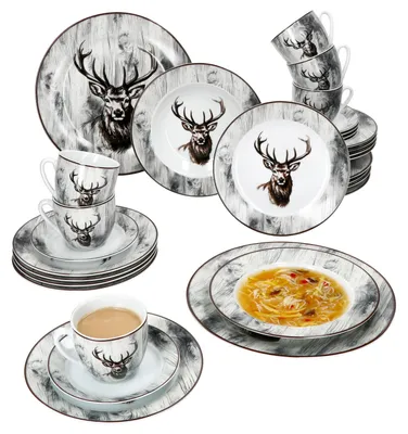 Obrázek produktu pro 30 ks Kombinovaný servis Alois porcelán 6 osob šálky podšálky talíře květiny