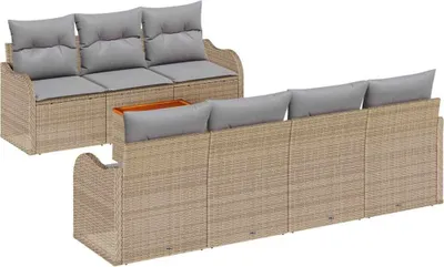 Produktbild von vidaXL Gartensofa-set 8 stk. Beige Poly-Rattan