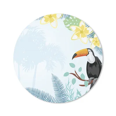 Produktbild von MuchoWow® Mauspad Mousepad Eine Illustration von tropischen Pflanzen mit einem Tukan 20x20 cm - Mousepads - Maus Mat - Pad - Mausunterlage - Schreibtischmatte