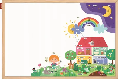 Produktbild von Magnetische Trockenlöschtafel für Kinder, pädagogisch wertvoll, 60 x 40 cm, Englisch