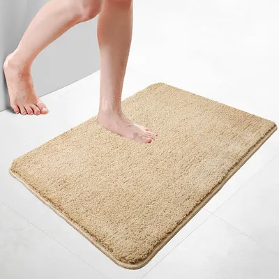 Produktbild von VOUNOT® Badematte Rutschfeste Mikrofaser Badezimmerteppich 60x90cm Beige
