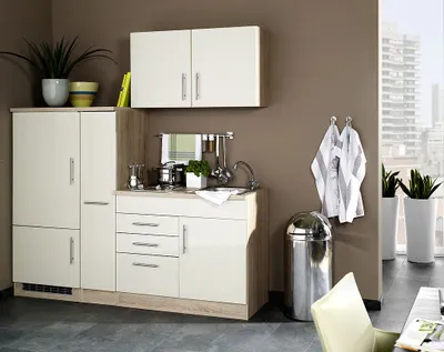 Produktbild von Held Möbel Küchenzeile mit Geräten Toronto 210 cm creme hochglanz zerlegt 783.1.6509