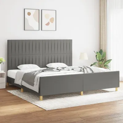 Produktbild von Bettgestell mit Kopfteil Dunkelgrau 200x200 cm Stoff