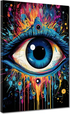Produktbild von Pop Art Blaues Auge Leinwandbild Wandbild Kunstdruck XL Wanddeko: 105x140x4cm
