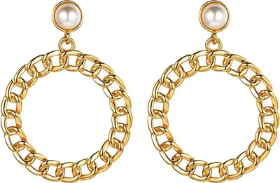Produktbild von Damen Statement Ohrringe Blätter/Kreis/Rose Blume Design Ohrringe 18K Gold/Weißgold vergoldet Elegant Ohrstecker Ohrschmuck für Party Hochzeitsfeier mit Geschenkbox Typ D|gold