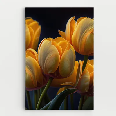 Produktbild von ARTHUB® Leinwandbild 80x120 cm, Pretty Yellow Tulips | Wohnzimmerdekoration, Hängende Bilder, Wanddekoration, Heimdekoration, Blumen, Tulpen