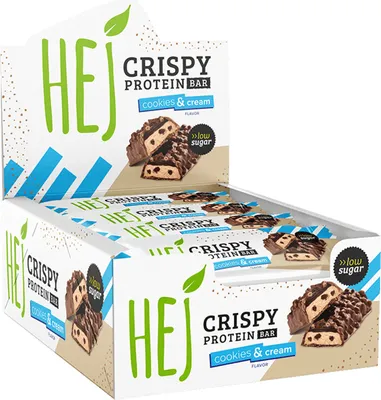 Produktbild von HEJ Natural HEJ Crispy Bar (12x45g) Cookies & Cream - Riegel - Protein-Riegel