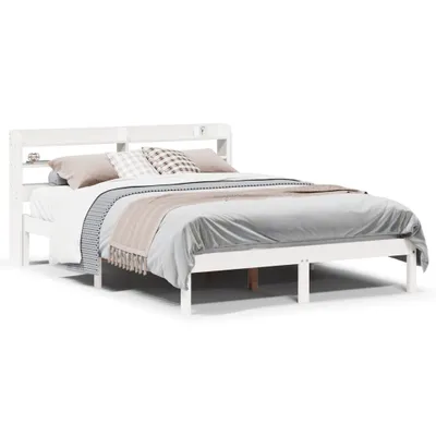 Produktbild von Massivholzbett ohne Matratze Weiß 135x190 cm Kiefernholz