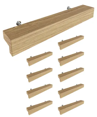 Produktbild von Sossai Holz Möbelgriffe aus Eiche | GAH01 | Lochabstand 96mm, Länge 156mm, 10 Stück