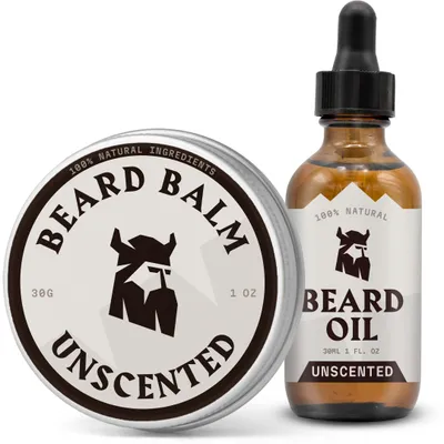 Produktbild von Striking Viking Bartpflege-Set für Männer mit 30 ml Bartöl und 30 ml Bartbalsam, Unscented
