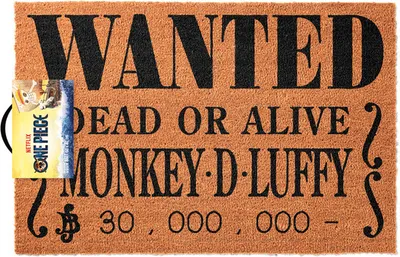 Zdjęcie produktu dla WYCIERACZKA POD DRZWI WEWNĘTRZNA, Kokosowa, z Napisem Monkey Luffy do Butów, 40x60