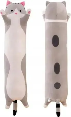 Obrázek produktu pro Plyšový dlouhý Polštář Dlouhá Kočka šedá Plyšák 110 cm.