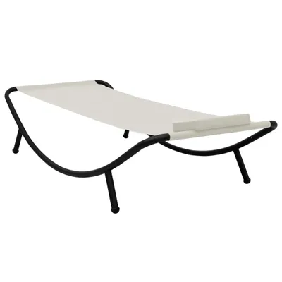 Image de vidaXL Lit de jardin Crème 200x90 cm Acier
