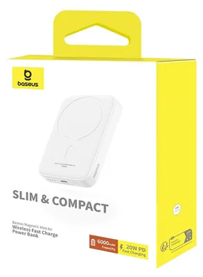Obrázek produktu pro Baseus P10059002223-00, 6000 mAh, Bezdrátové nabíjení, 20 W, Bílá