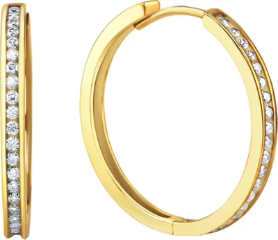 Produktbild von V Creolen 375/- Gold 2,2cm gelb Zirkonia weiß 324310260-2