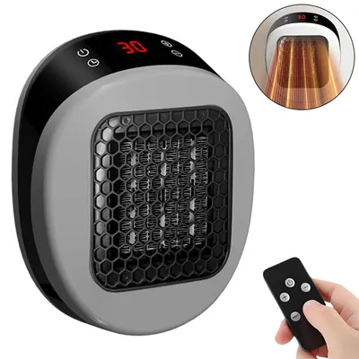 Produktbild von Heizlüfter, Heizlüfter Energiesparend, Heizlüfter mit Fernbedienung LED 3 Windgeschwindigkeiten Tragbare Keramik Elektroheizung Plug-in Go Heater
