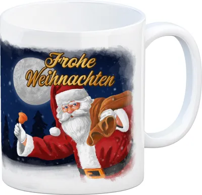 Produktbild von Frohe Weihnachten mit Weihnachtsmann Kaffeebecher