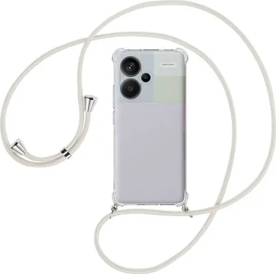 Produktbild von Handykette Backcover-Schutzhülle mit Band (Metall silberfarben) für Xiaomi Redmi Note 13 Pro Plus - broken white