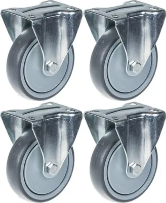 Produktbild von 125mm 5" Rolle grau gummibereift feststehend stark 520kg Kapazität, 4er Set