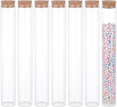 Productafbeelding van Reagenzglazen 10 Stuks 110 ml - Glasflesjes - Kurkstop - Mini-Flesjes - Voor Snoep/Gewrichten - Heldere Platen