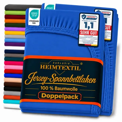 Produktbild von Jersey Spannbettlaken Premium Doppelpack 60 x 120 - 70 x 140 cm Royalblau
