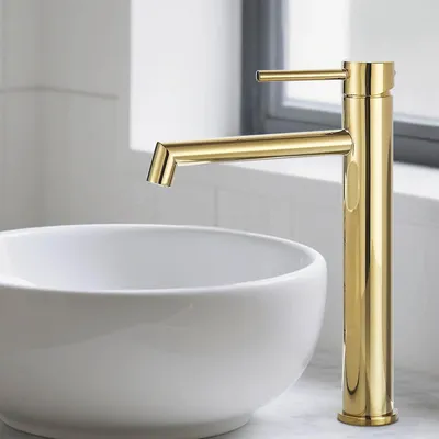 Obrázek produktu pro Baterie umyvadlová, jednopáková, zlatá, výška výtoku 200 mm