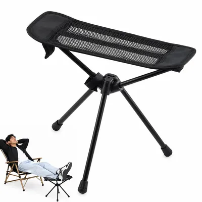 Produktbild von Camping Fußstütze klappbar aus Aluminium, leichte Reise Fußablage, stabile Outdoor Fußhocker für Strand, Camping, Büro & Hängematte