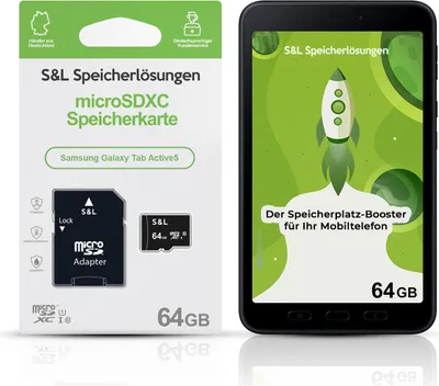 Produktbild von microSD Speicherkarte S&L für Samsung Galaxy Tab Active5 - Speicherkapazität: 64 GB
