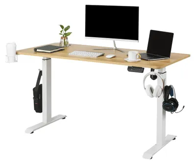 Obrázok produktu pre Elektrický stôl Makika s nastaviteľnou výškou 140 x 70 cm - biely dub