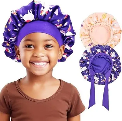 Produktbild von Lolalet Kinder Schlafmütze aus Seide, Weiche Elastische Bonnet für Gelockte Mädchen Zöpfe